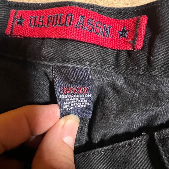 US Polo Assn Men 32x32‎ Black Denim Regular Straight Fit Vintage 5 Pocket Jeans - Picture 6 of 11